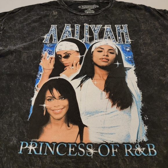 Aaliyah Princess of R&B Graphic Tee Stone Washed Size L/XL NEW! - Picture 7 of 8
